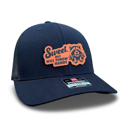 Sweet But Will Throw Hands Hat - Sarcastic Funny Gift for Best Friend - Sassy Girl Meme Trucker Hat - Relatable Apparel