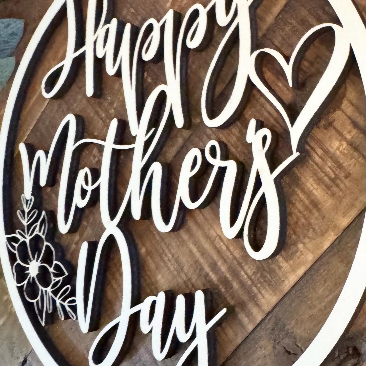 Happy Mother's Day Wood Sign - Church Event Decor - Custom Floral Motherhood Gift - Personalized Gift for Mom or Grandma