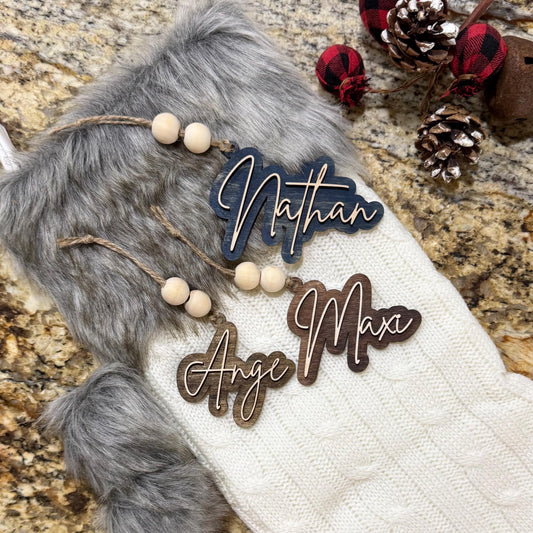 Custom Name Stocking Tag - Holiday Decor for Pets & Family - Keepsake Custom Christmas Name Tags