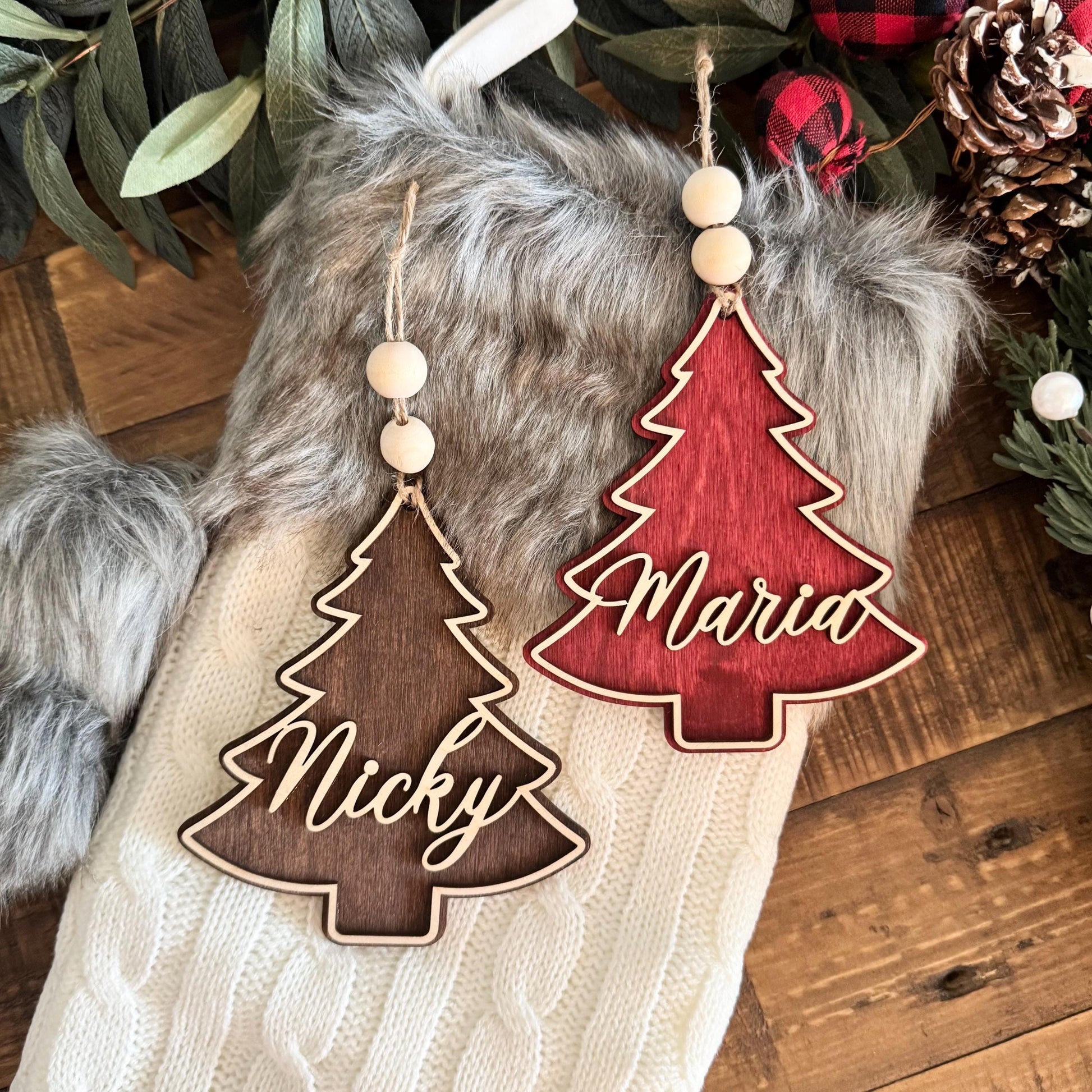 Christmas Stocking Name Tag - Holiday Wooden Ornaments - Christmas Ideas for Stockings