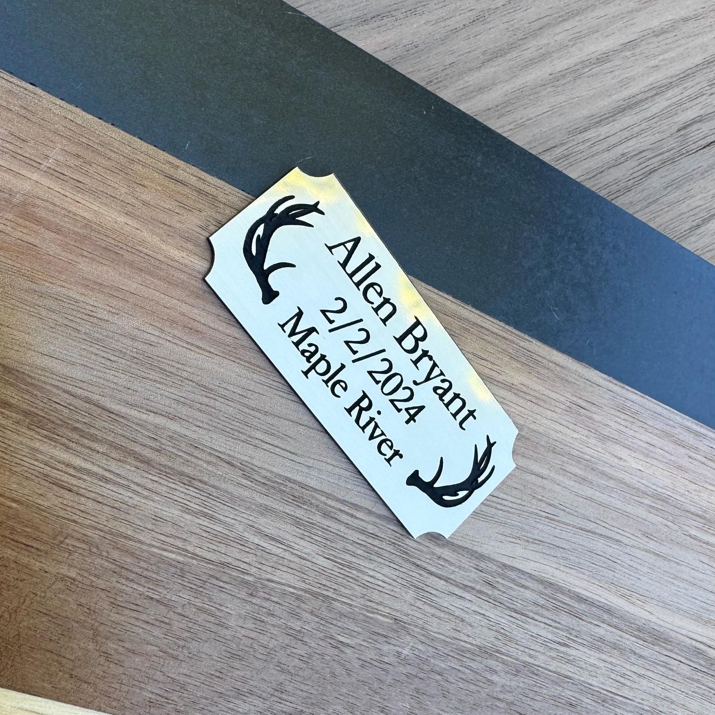 Custom Name Acrylic Engraved Hunting Buck Plaque – First Hunt Keepsake - Buck Wall Mount Sign