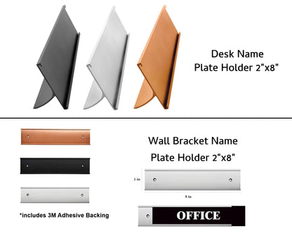 2"x8" Custom Engraved Desk Name Plates with Aluminum Holder - Coworker Gift - Desk Name Tag for Business & Home Office Use