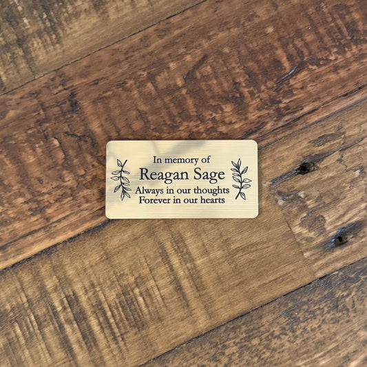 Custom Engraved Memorial Plaque - Acrylic Urn Name Plate - In Loving Memory Human Name Plate with adhesive backing