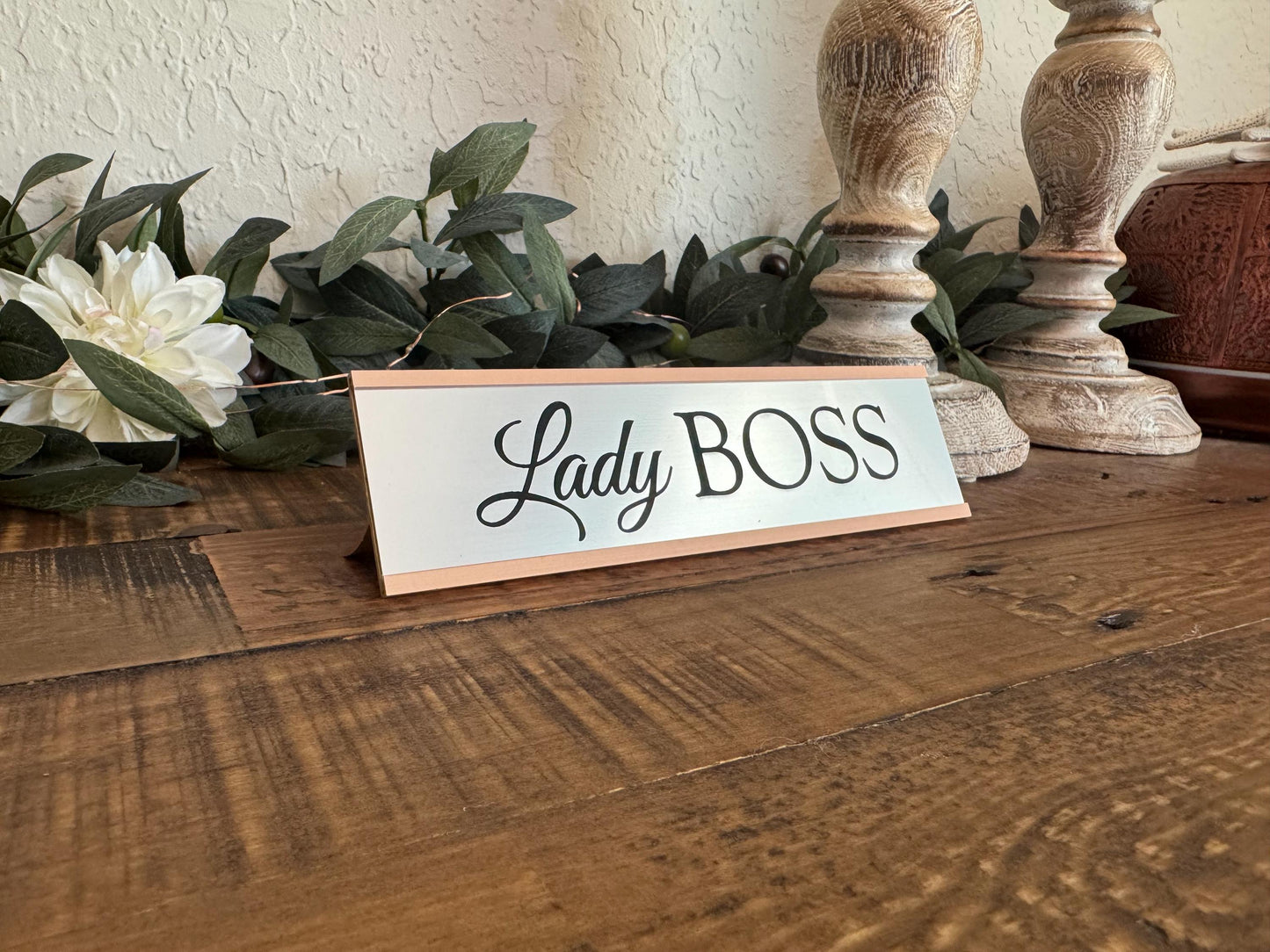 2"x8" Custom Engraved Desk Name Plates with Aluminum Holder - Coworker Gift - Desk Name Tag for Business & Home Office Use