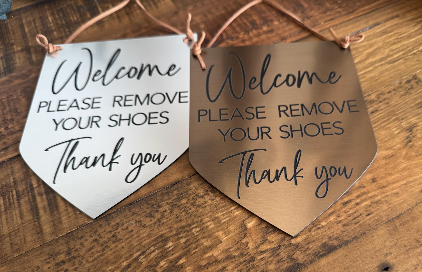 Welcome Please Remove Your Shoes Acrylic Entryway Sign - No Shoes Sign - Front Door Sign - Shoes Off Sign
