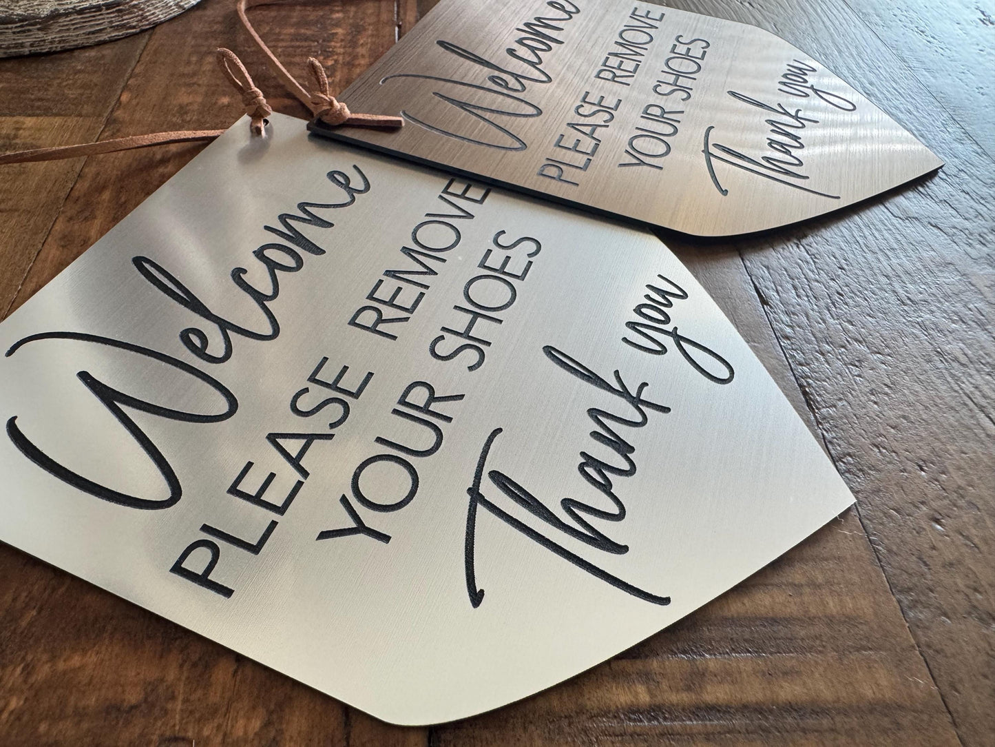 Welcome Please Remove Your Shoes Acrylic Entryway Sign - No Shoes Sign - Front Door Sign - Shoes Off Sign