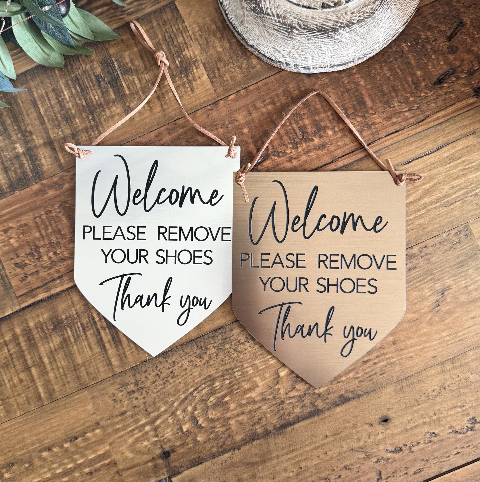 Welcome Please Remove Your Shoes Acrylic Entryway Sign - No Shoes Sign - Front Door Sign - Shoes Off Sign