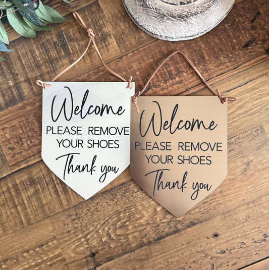 Welcome Please Remove Your Shoes Acrylic Entryway Sign - No Shoes Sign - Front Door Sign - Shoes Off Sign
