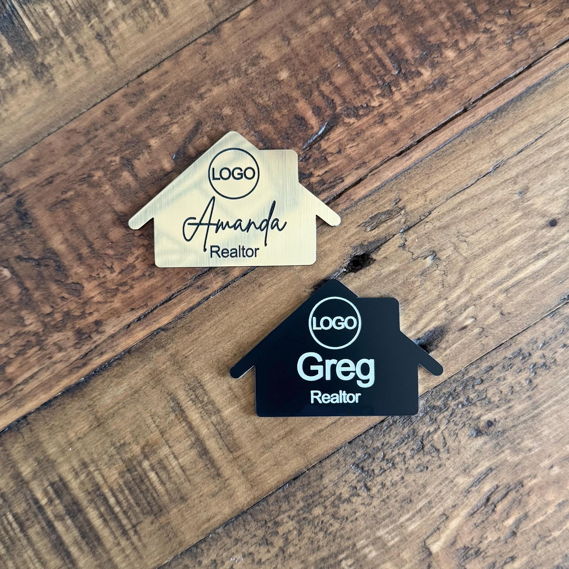 Custom Engraved House-Shaped Magnetic Realtor Name Badge - Real Estate Agent Name Tag
