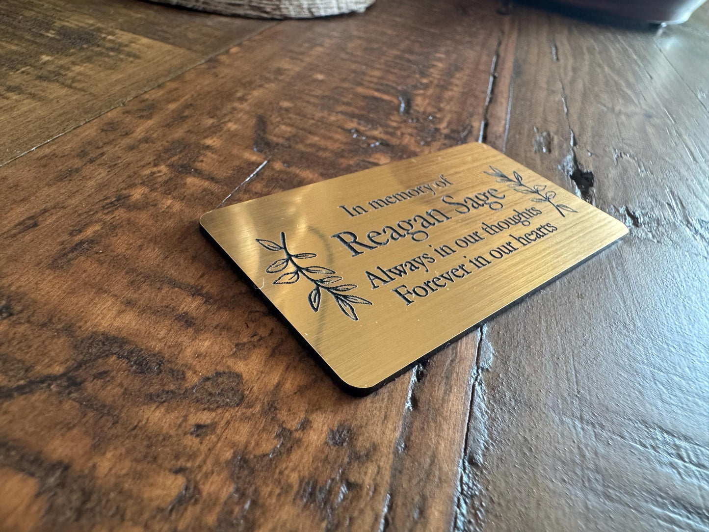 Custom Engraved Memorial Plaque - Acrylic Urn Name Plate - In Loving Memory Human Name Plate with adhesive backing