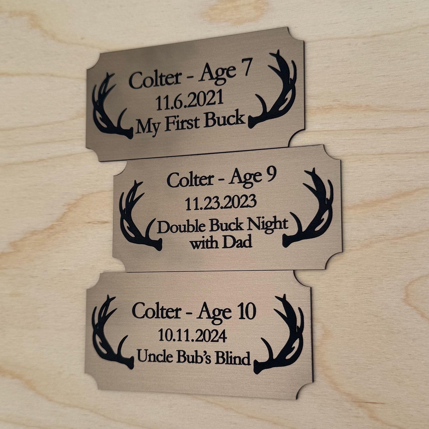 Custom Name Acrylic Engraved Hunting Buck Plaque – First Hunt Keepsake - Buck Wall Mount Sign