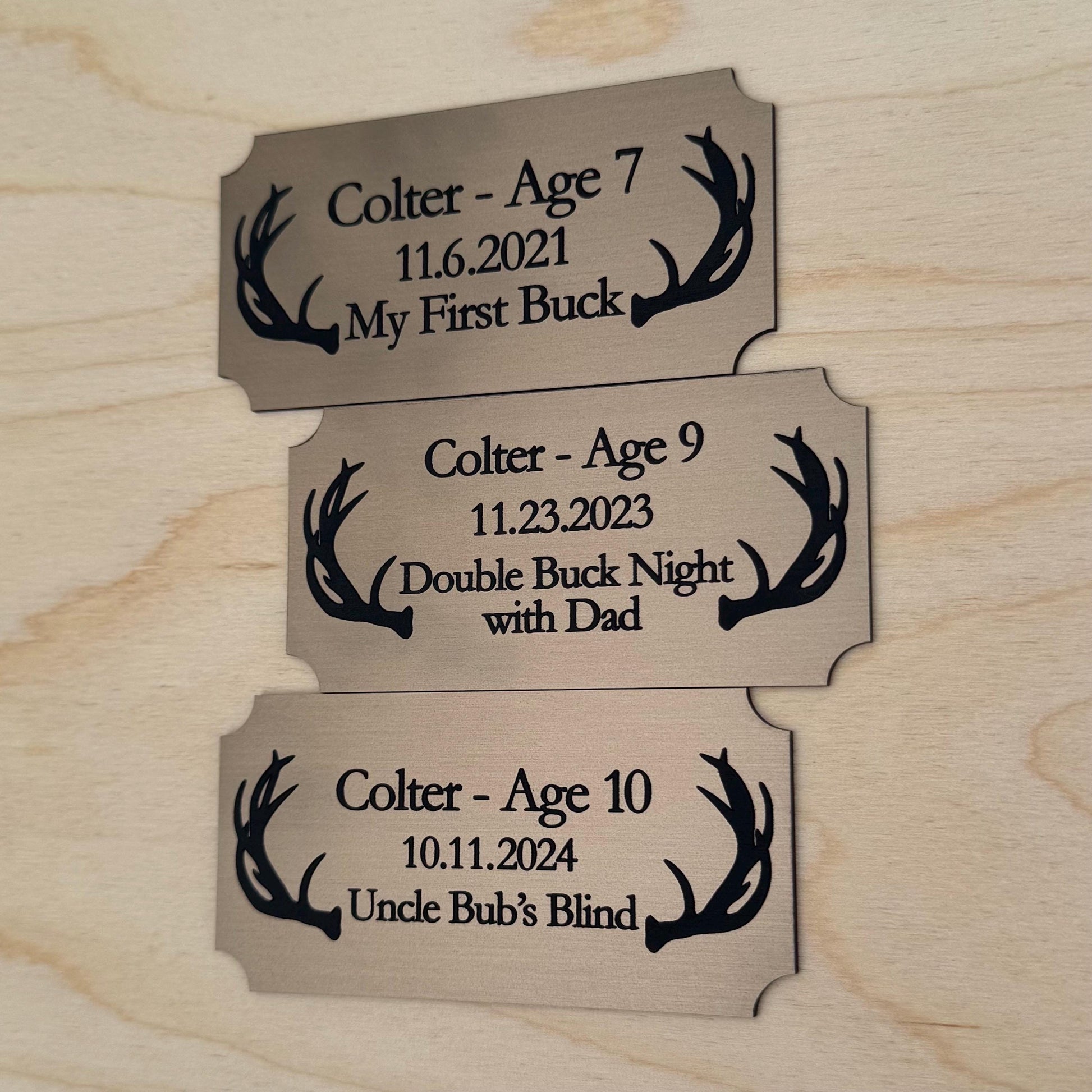Custom Name Acrylic Engraved Hunting Buck Plaque – First Hunt Keepsake - Buck Wall Mount Sign