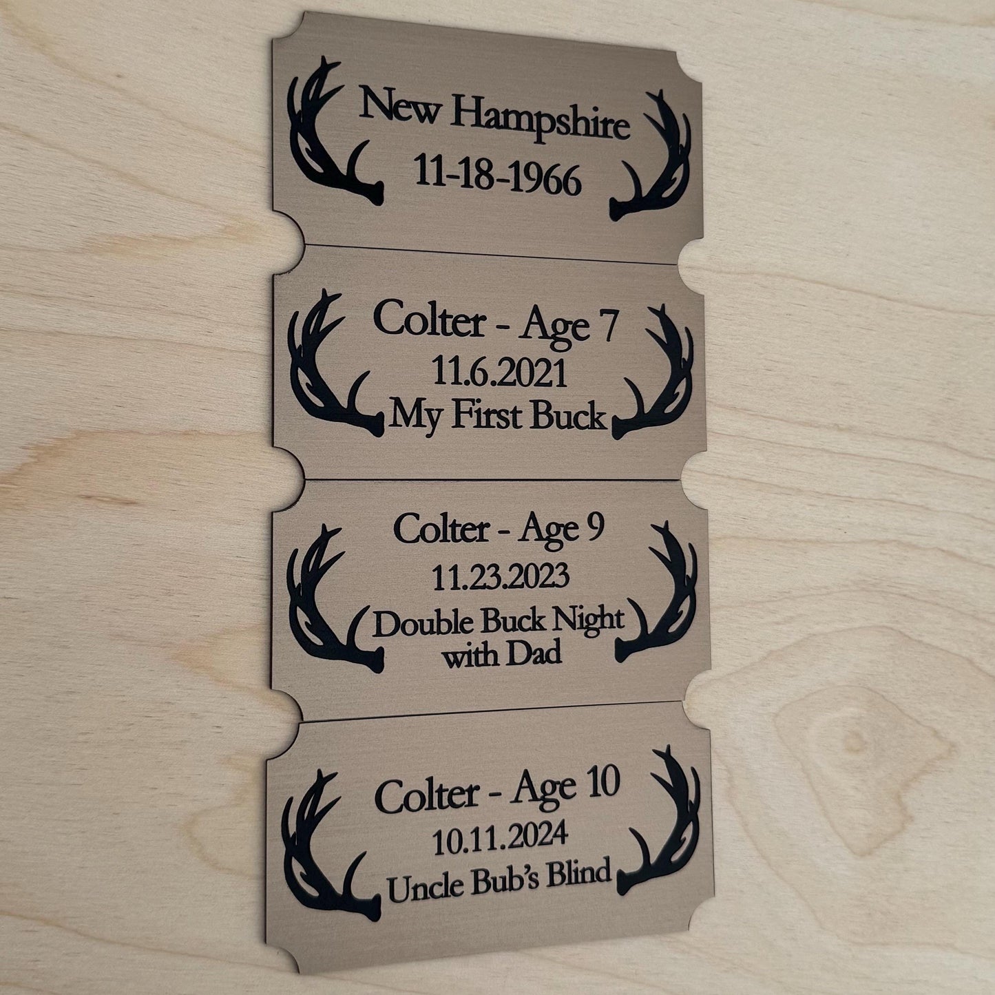 Custom Name Acrylic Engraved Hunting Buck Plaque – First Hunt Keepsake - Buck Wall Mount Sign