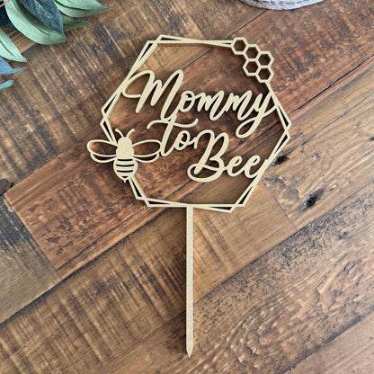 Mommy to Bee Gold Cake Topper - Bumble Bee Theme Baby Shower