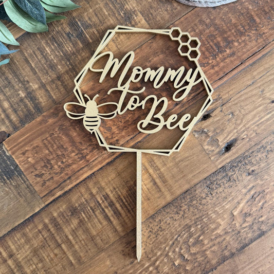 Mommy to Bee Gold Cake Topper - Bumble Bee Theme Baby Shower