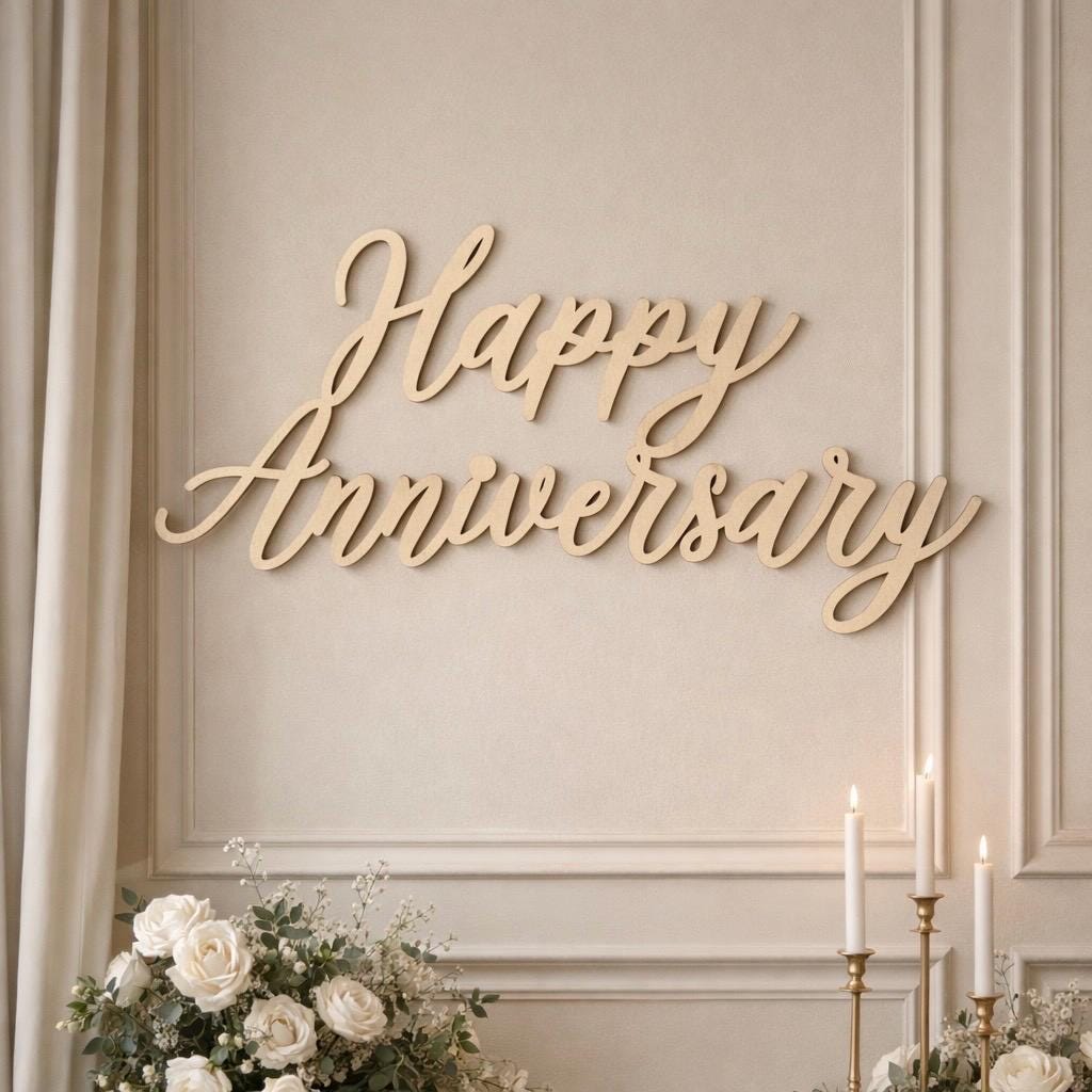 Happy Milestone Anniversary Wood Sign - Custom Vow Renewal Event Decor