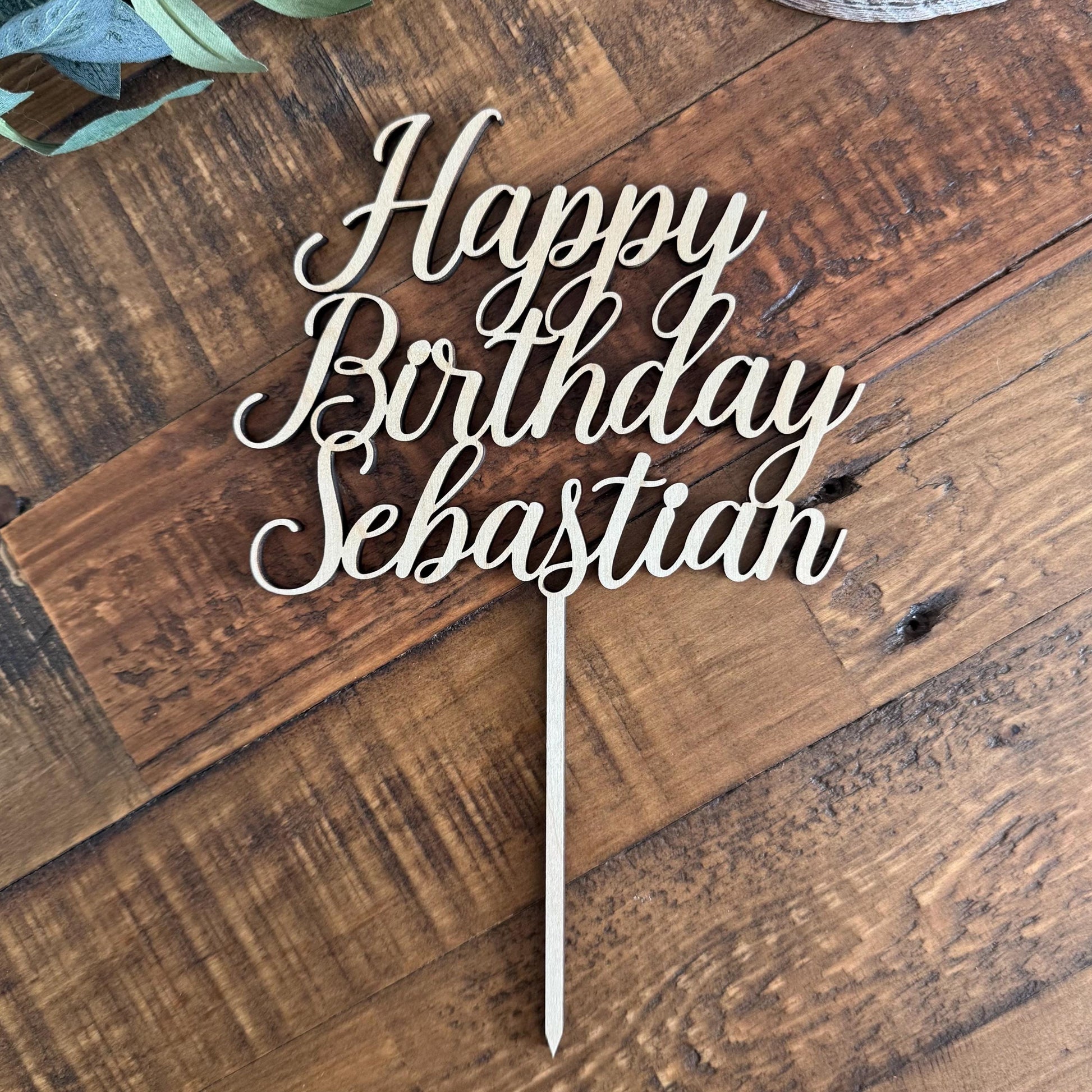 Happy Birthday Cake Topper with Name - Personalized Cake Decoration