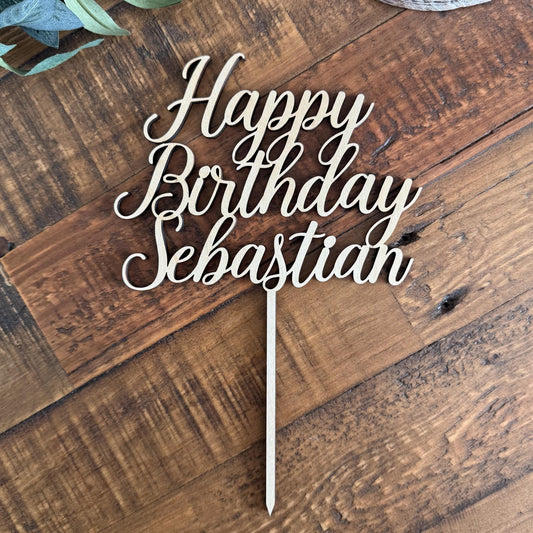 Happy Birthday Cake Topper with Name - Personalized Cake Decoration