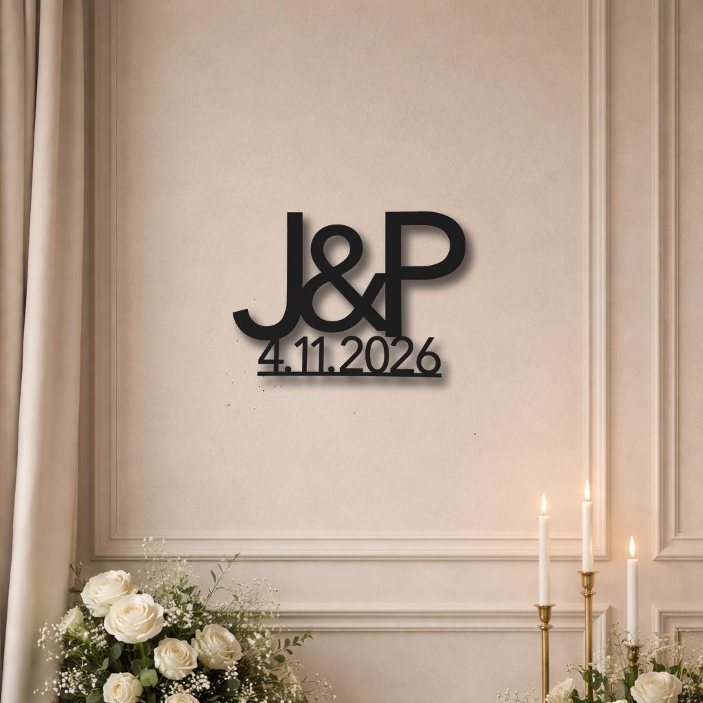 Custom Wedding Initials Wood Sign with Date | Personalized Reception Backdrop Decor