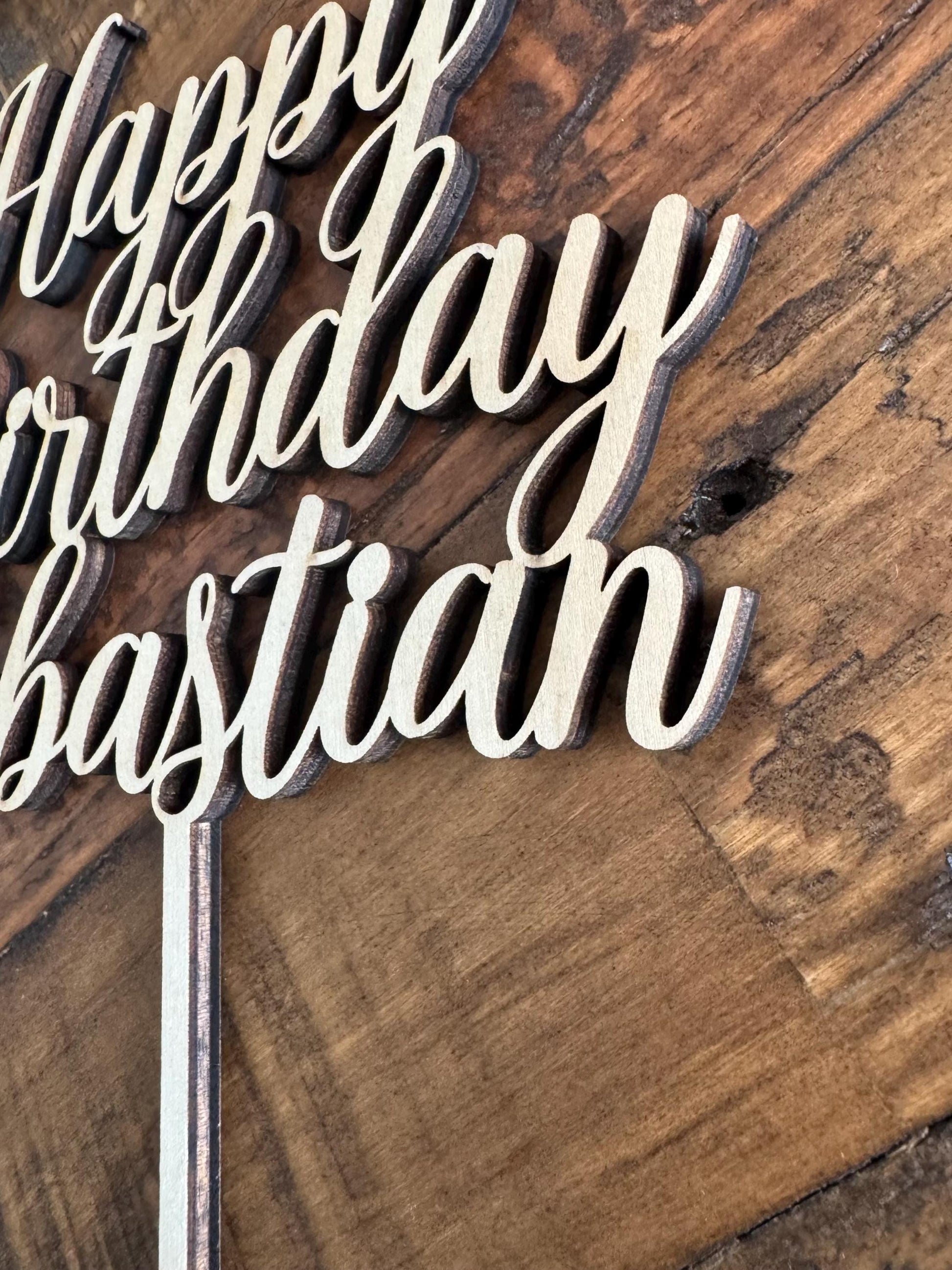 Happy Birthday Cake Topper with Name - Personalized Cake Decoration