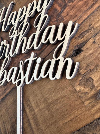 Happy Birthday Cake Topper with Name - Personalized Cake Decoration