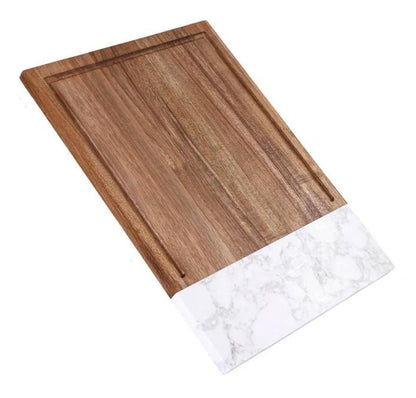 Engraved Family Name or Logo Gift, Personalized Marble & Wood Cutting Board