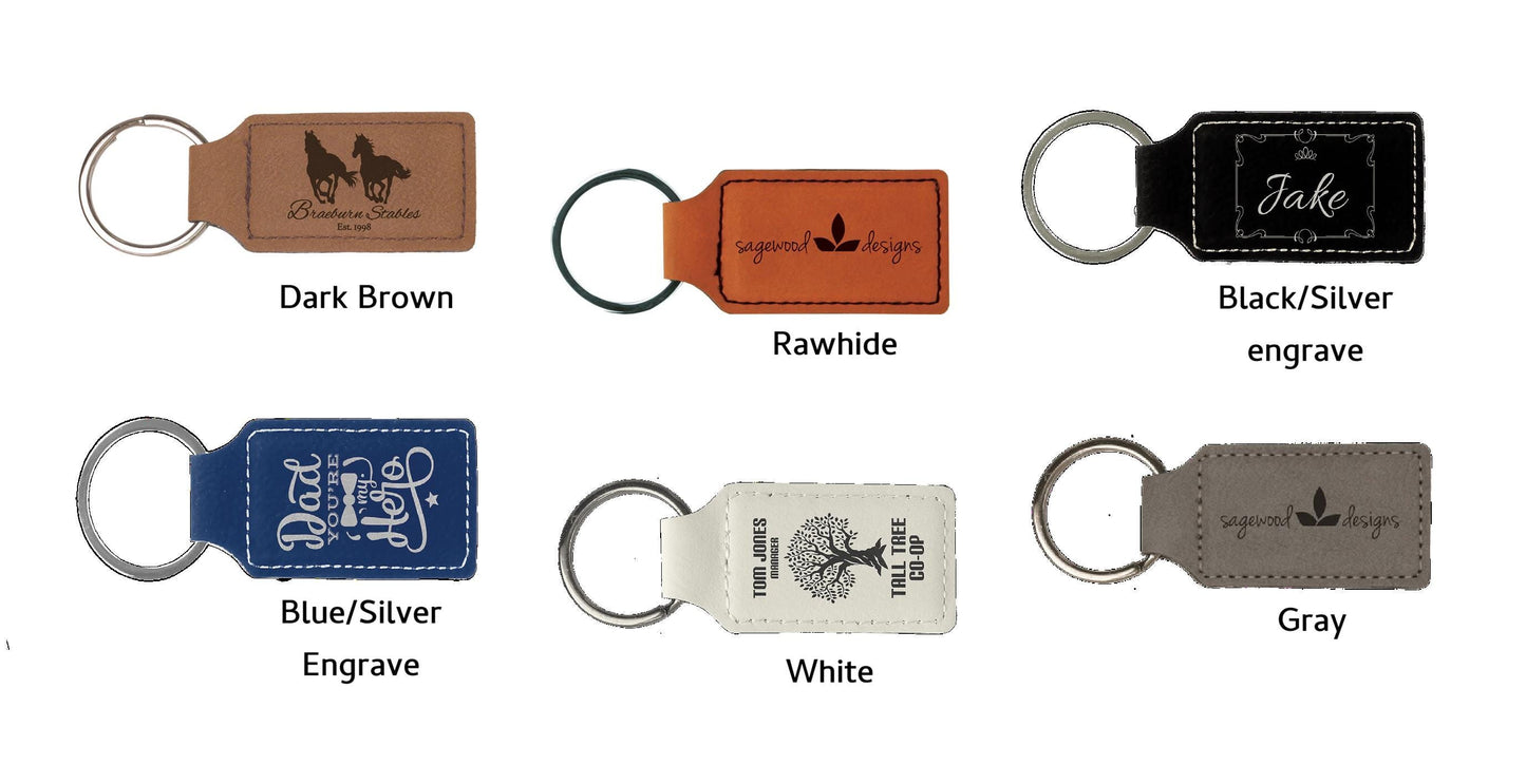 Custom Rectangle Keychain with Logo, Engraved Business Gift, Promotional Keychain