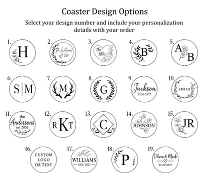 Custom Engraved Round 6 Piece Coaster Set - Promotional Logo for Small Business
