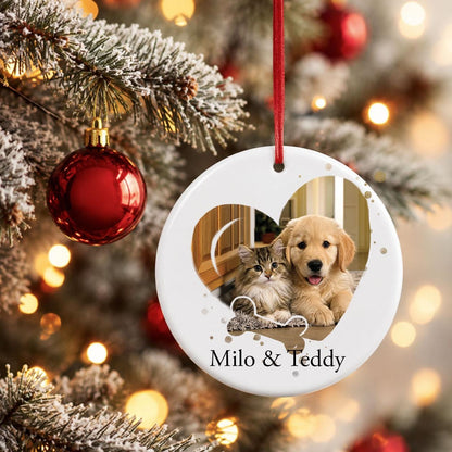 Personalized Engagement Photo Ornament, Custom Ceramic Engaged Couple Christmas Keepsake with Date