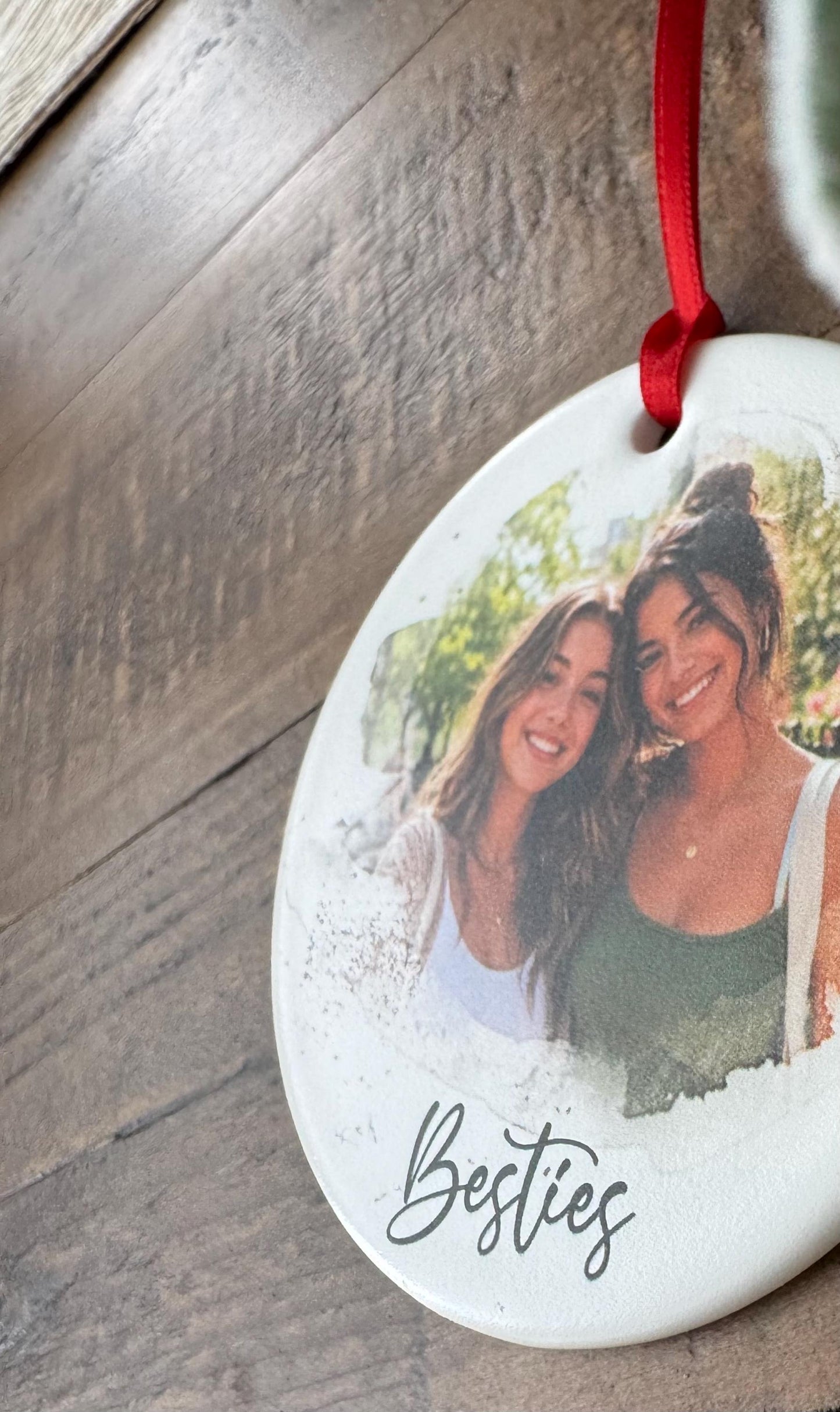 Personalized Best Friend Photo Ornament, Custom Ceramic Besties Christmas Keepsake, Friendship Gift