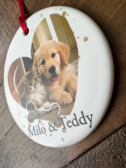 Personalized Engagement Photo Ornament, Custom Ceramic Engaged Couple Christmas Keepsake with Date