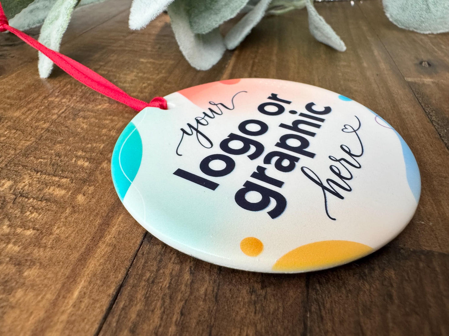 Custom Company Logo Ornament, Full Color Ceramic Business Ornament, Corporate Christmas Gift, Branded Employee or Client Gift