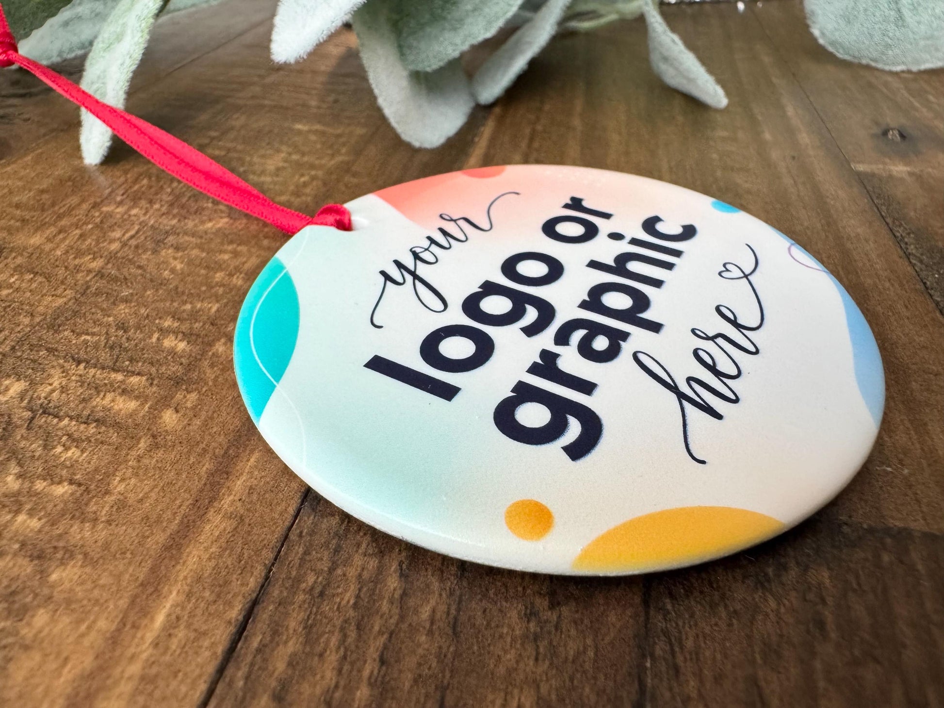 Custom Company Logo Ornament, Full Color Ceramic Business Ornament, Corporate Christmas Gift, Branded Employee or Client Gift