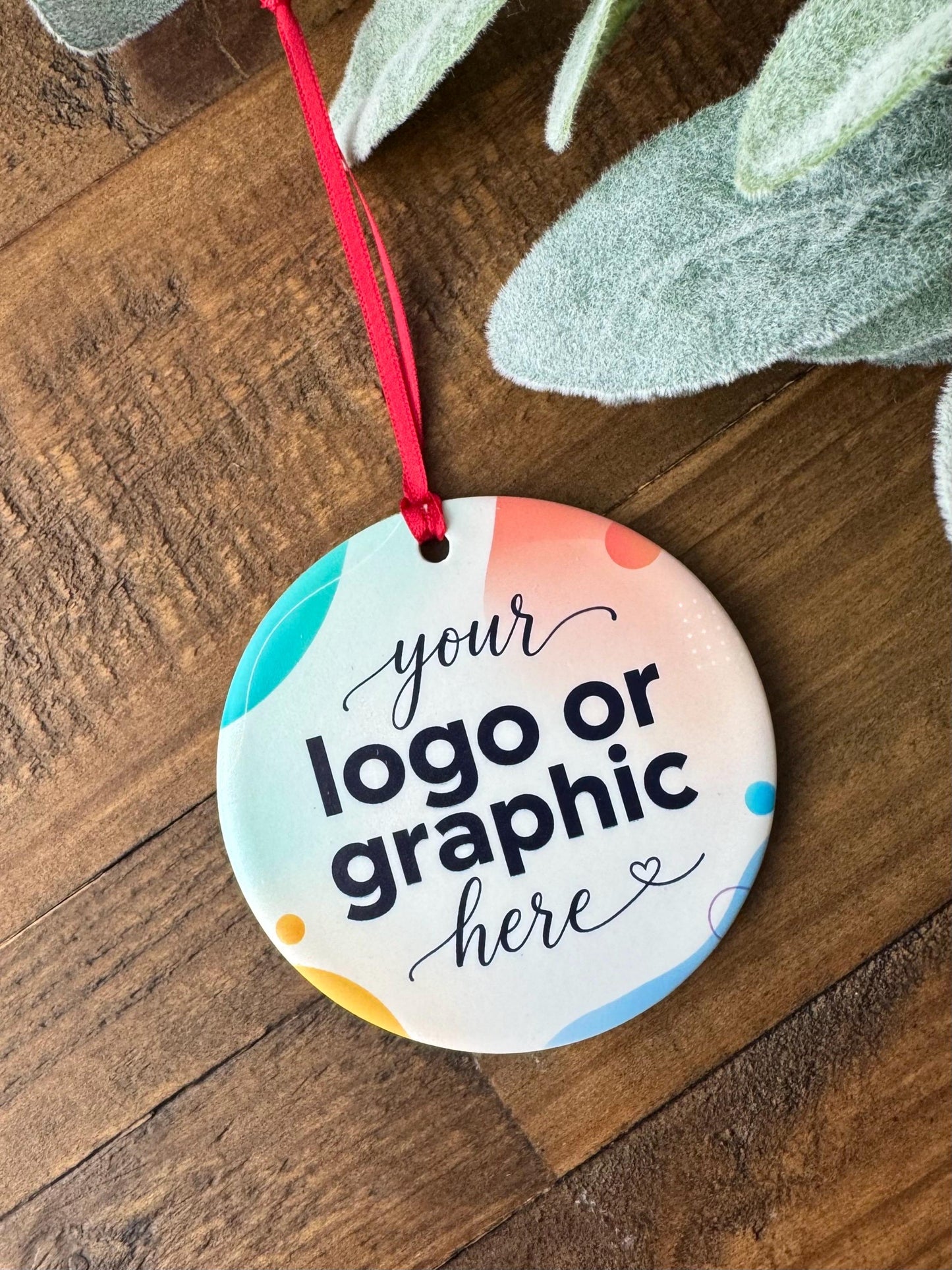 Custom Company Logo Ornament, Full Color Ceramic Business Ornament, Corporate Christmas Gift, Branded Employee or Client Gift