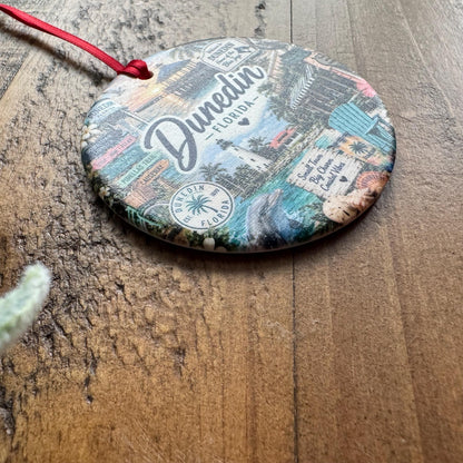 Dunedin Florida Ornament, Colorful Dunedin Landmarks Christmas Ornament, Coastal City Souvenir, Personalized Florida Keepsake