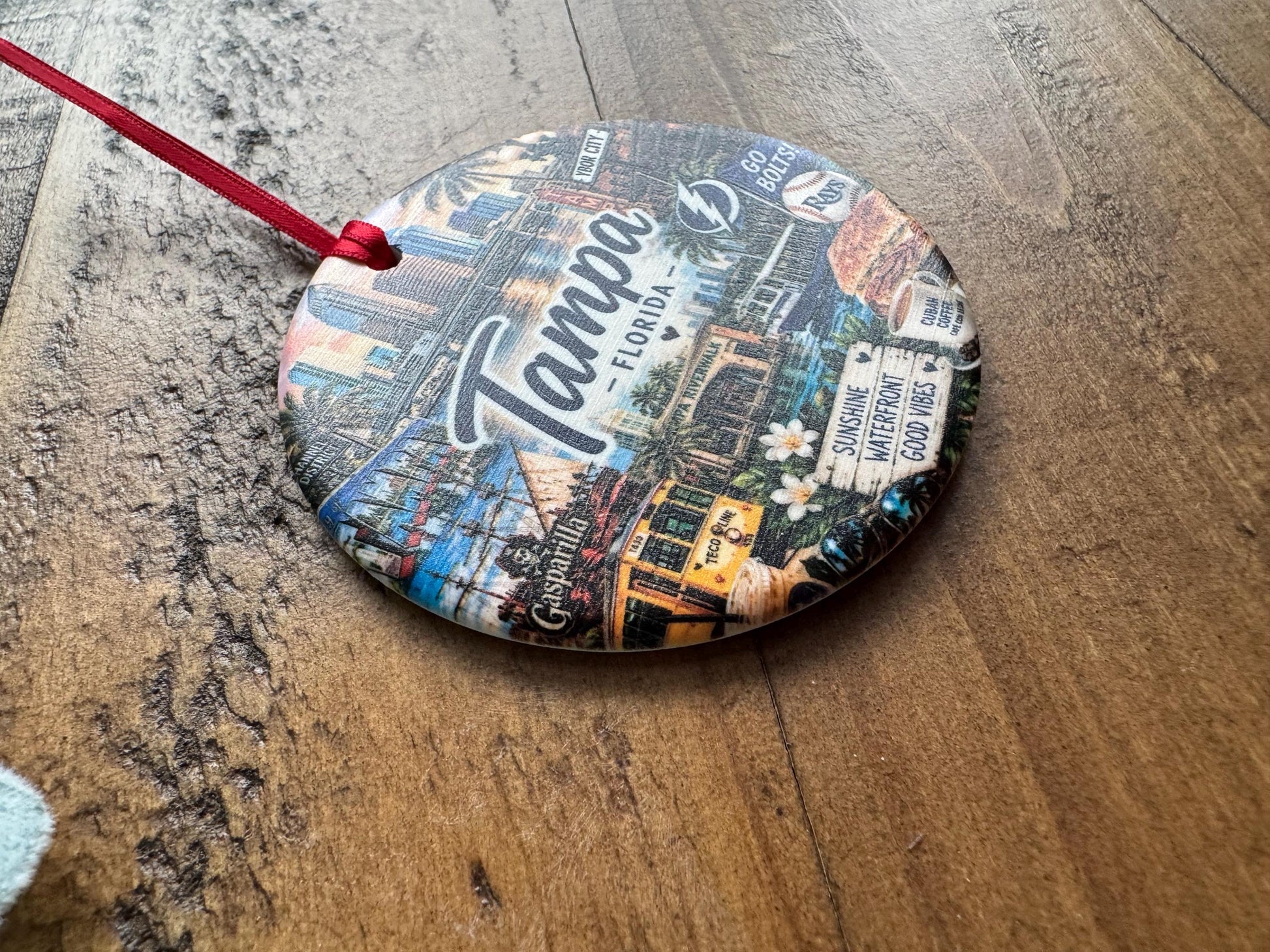 Tampa Ornament, Colorful Tampa Landmarks Christmas Ornament, Florida City Souvenir, Tampa Bay Keepsake