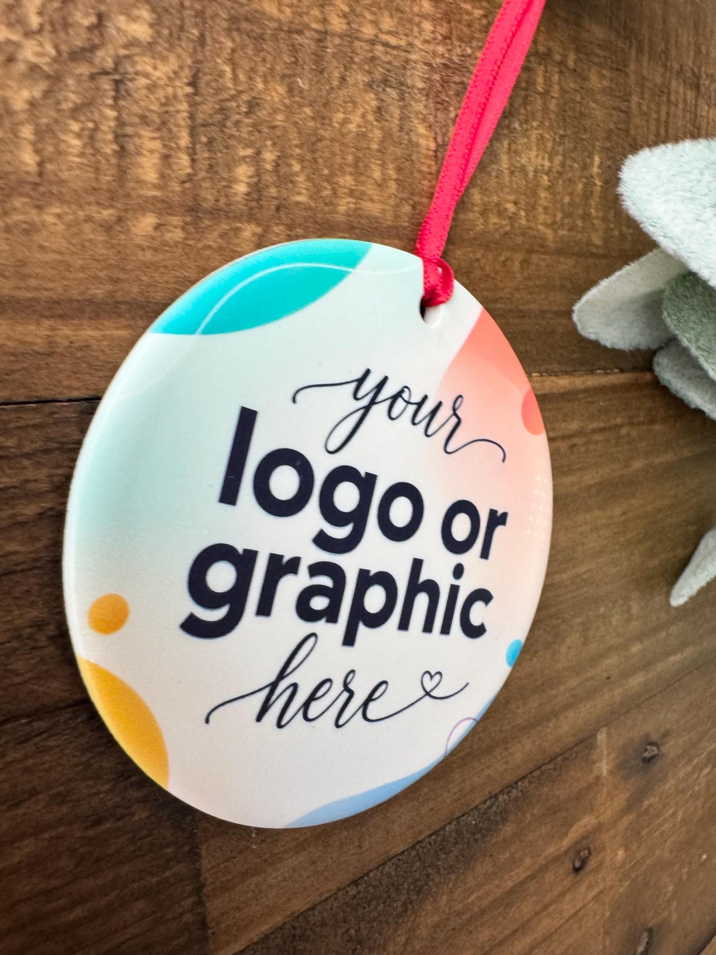 Custom Company Logo Ornament, Full Color Ceramic Business Ornament, Corporate Christmas Gift, Branded Employee or Client Gift