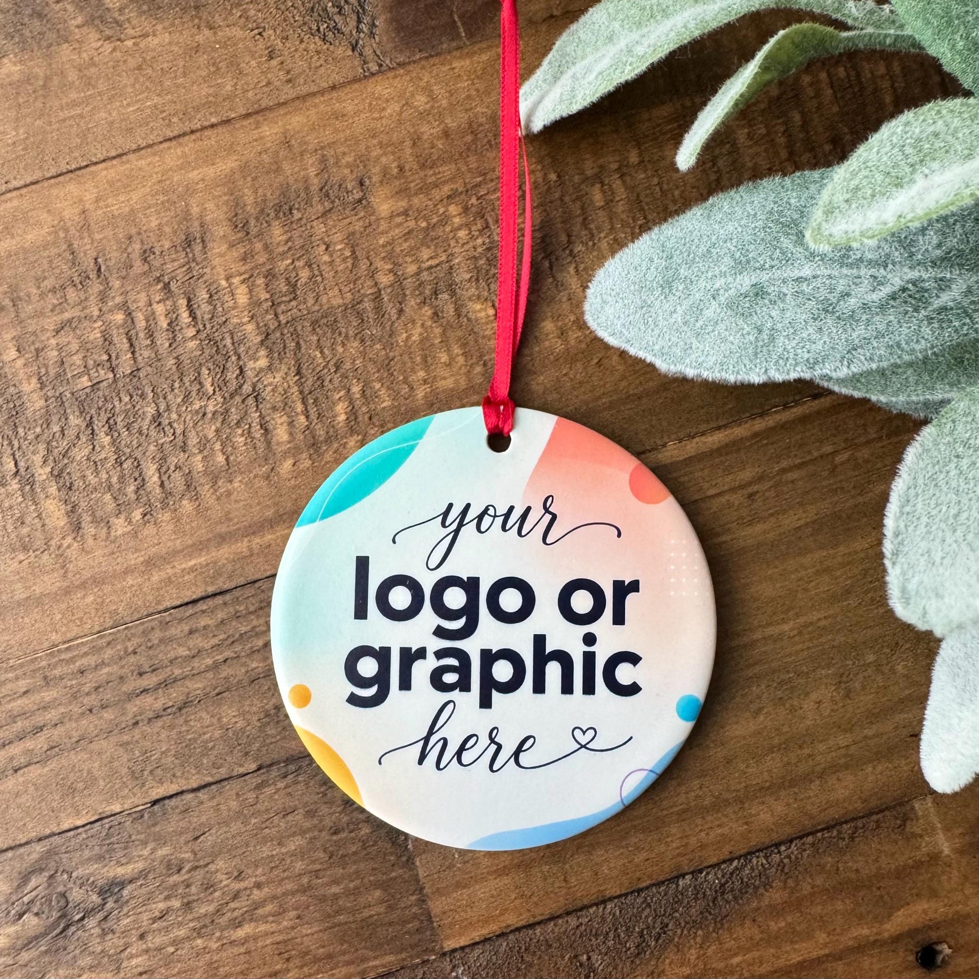 Custom Company Logo Ornament, Full Color Ceramic Business Ornament, Corporate Christmas Gift, Branded Employee or Client Gift