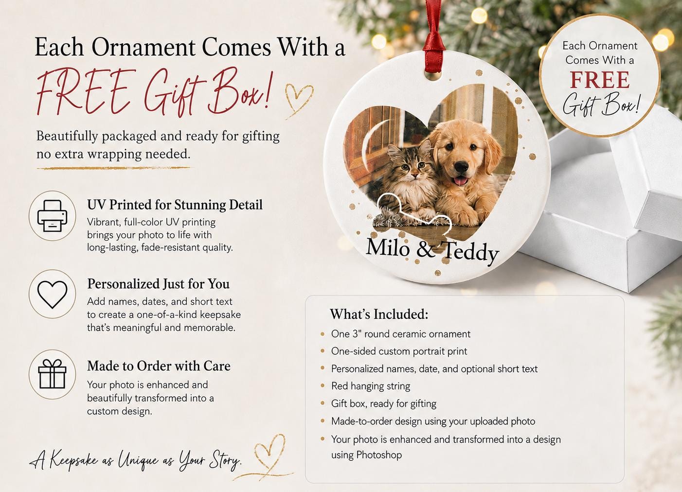 Personalized Family Photo Ornament, Custom Ceramic Christmas Keepsake, Grandparent Christmas gift