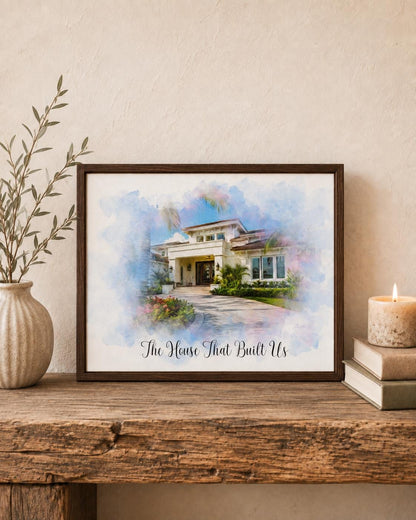 Custom House Watercolor Canvas, Home Portrait from Photo, Personalized New Home Housewarming Gift, Realtor Closing Gift