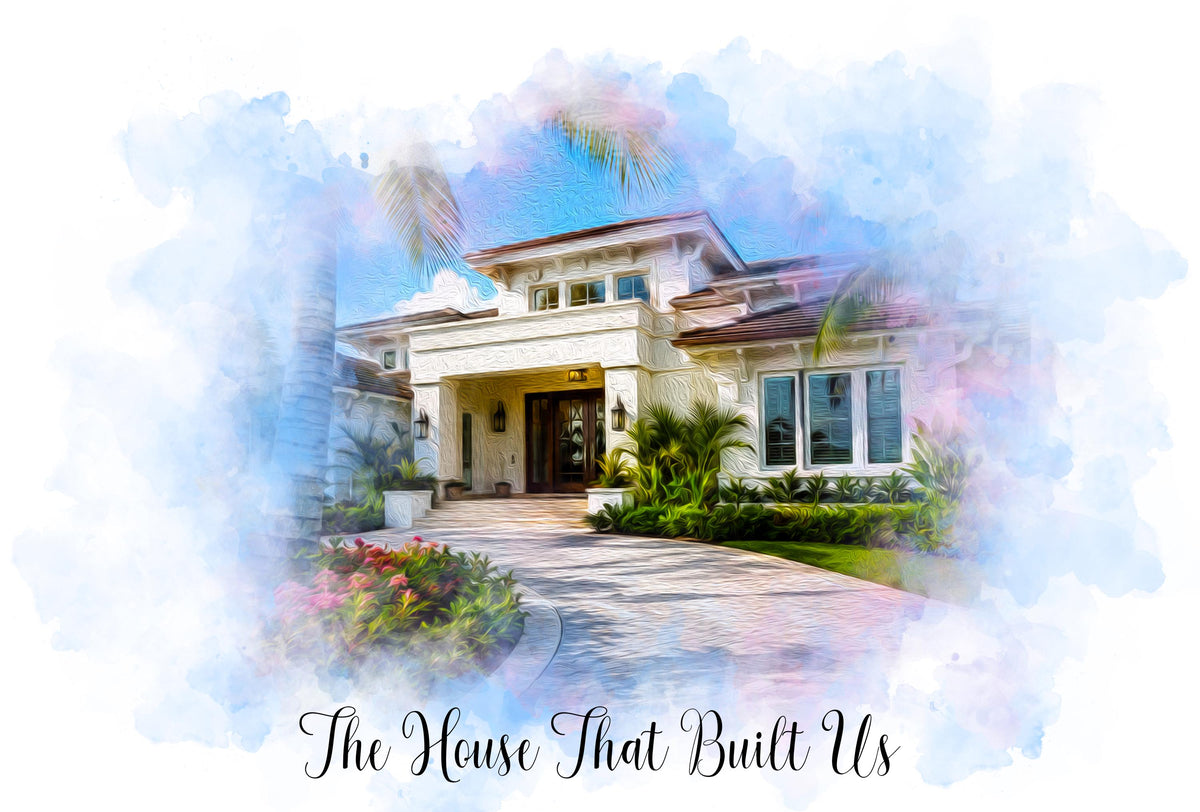 Custom House Watercolor Canvas, Home Portrait from Photo, Personalized New Home Housewarming Gift, Realtor Closing Gift