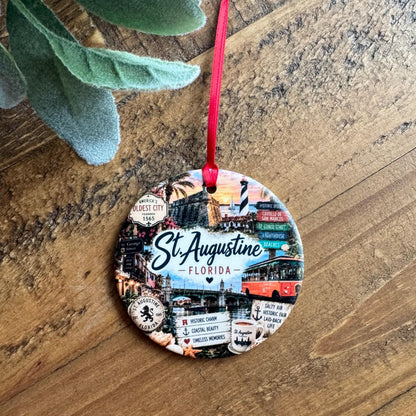 St. Augustine Ornament, Florida Landmarks Christmas Ornament, Historic City Souvenir, Personalized Travel Keepsake
