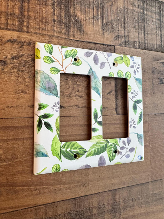 Green Light Switch Cover, Botanical Switch Plate, Emerald Wall Plate, Jungle Decor Accent, Maximalist Home Decor