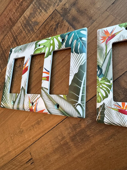 Bird of Paradise Light Switch Cover, Tropical Greenery Switch Plate, Botanical Wall Plate, Island Floral Decor, Jungle Chic Home Accent