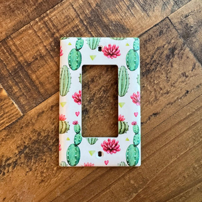 Cactus Light Switch Cover, Succulent Wall Plate, Pink Desert Floral Decor, Southwest Boho Home Accent