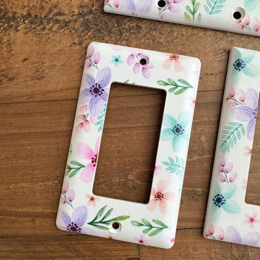 Floral Light Switch Cover, UV Printed Midsize Wall Plate, Decorative Switch & Outlet Cover