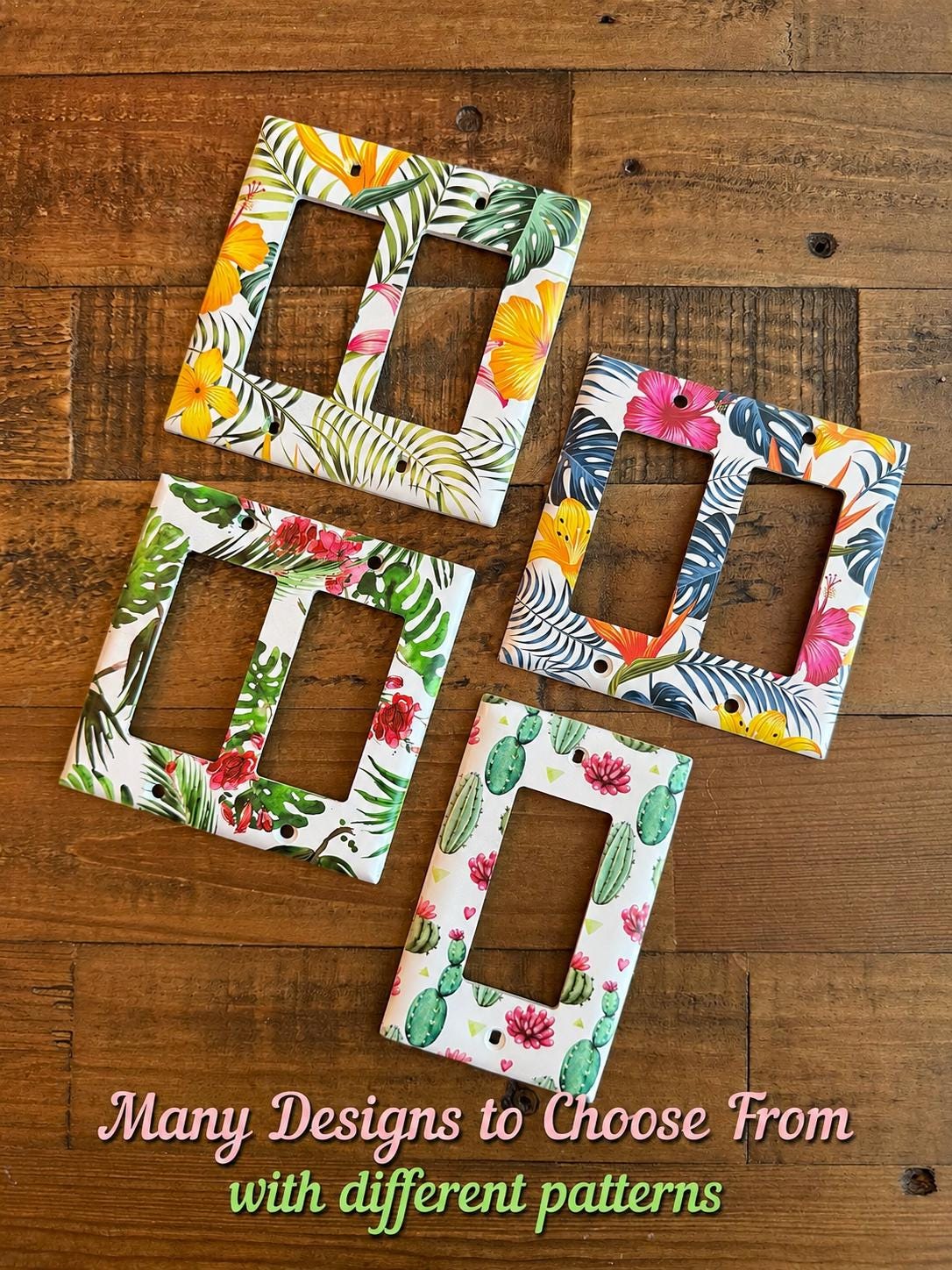 Tropical Light Switch Cover, Yellow Hibiscus Switch Plate, Bird of Paradise Wall Plate, Palm Beach Decor, Botanical Home Accent