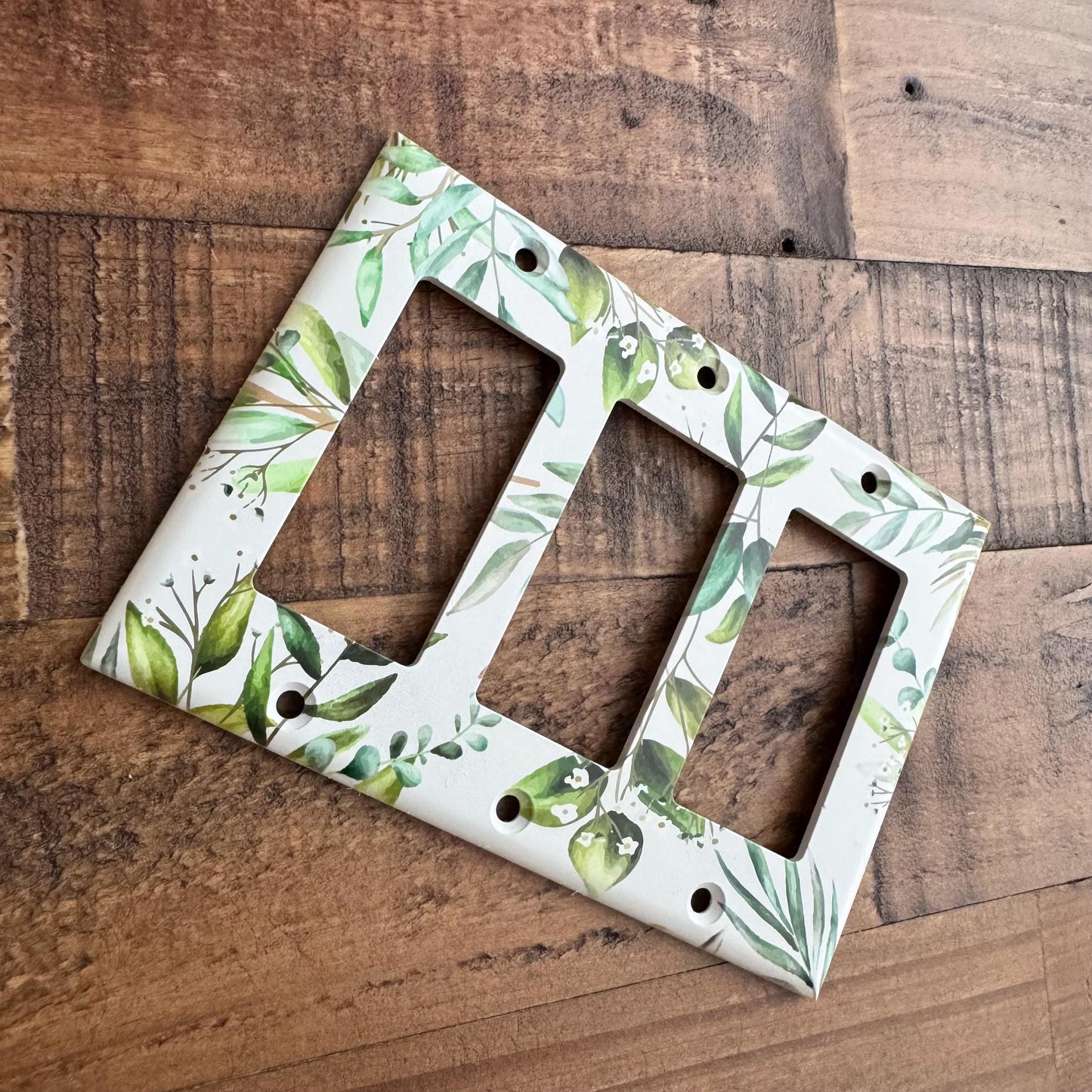 Greenery Light Switch Cover, Green Floral Switch Plate, Botanical Wall Plate, White Flower Decor, Cottagecore Home Accent
