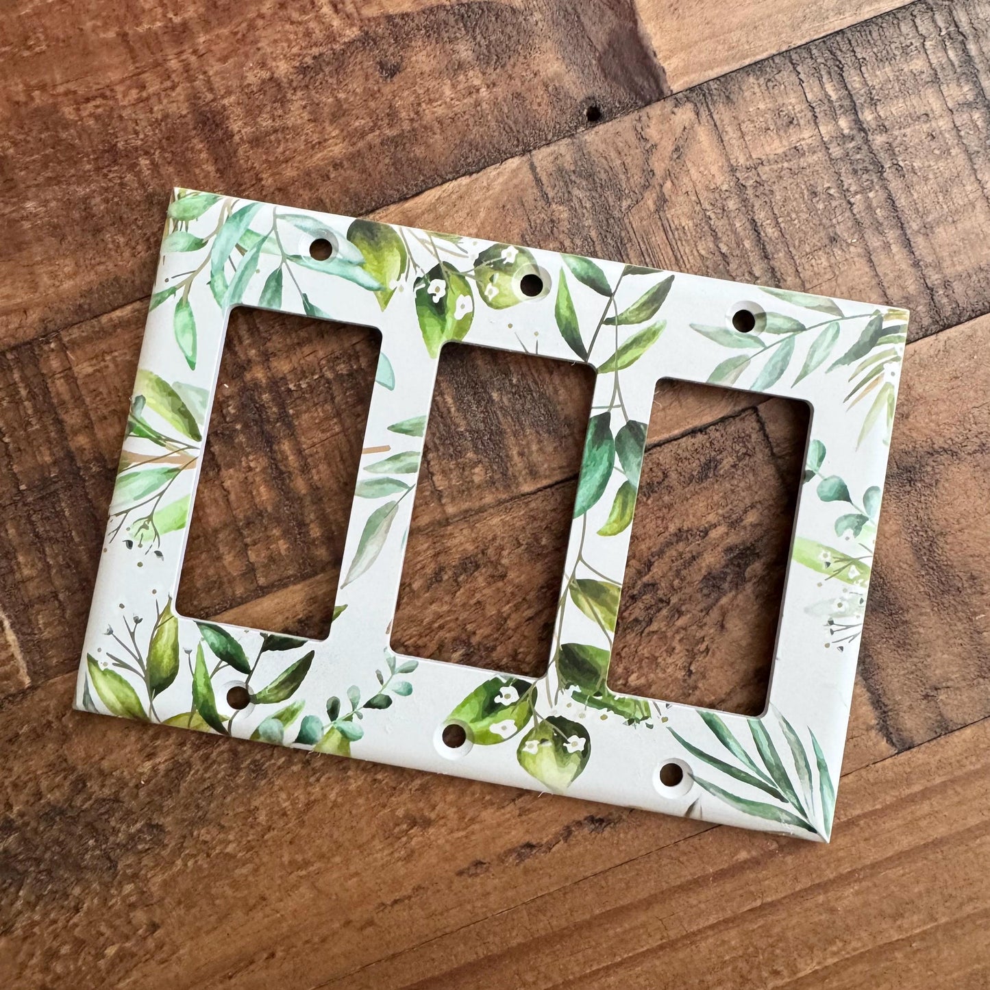 Greenery Light Switch Cover, Green Floral Switch Plate, Botanical Wall Plate, White Flower Decor, Cottagecore Home Accent