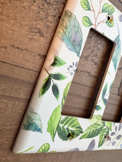 Green Light Switch Cover, Botanical Switch Plate, Emerald Wall Plate, Jungle Decor Accent, Maximalist Home Decor